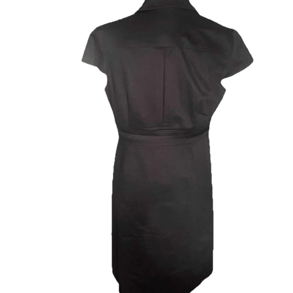 Tahari Dress 10 Black Coat Dress Knee Length Career Professional Cap Sleeves - Picture 7 of 9